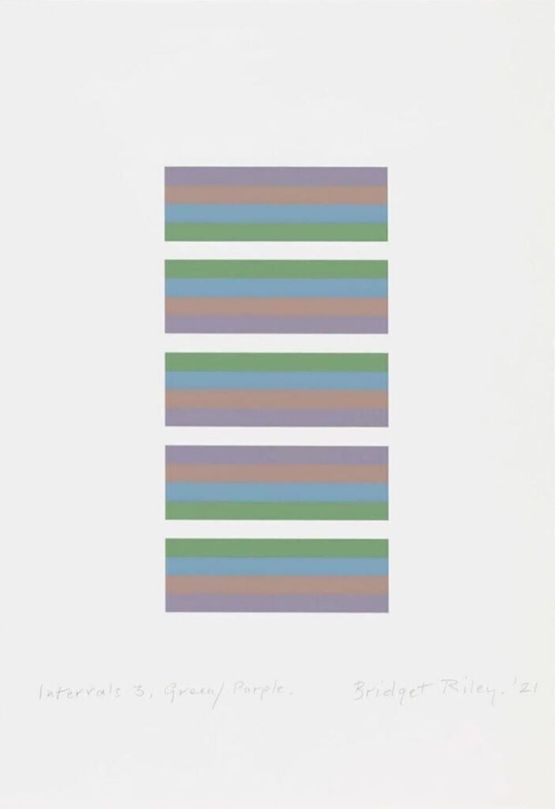 Intervals 3 - Green  Purple by Bridget Riley contemporary artwork Print