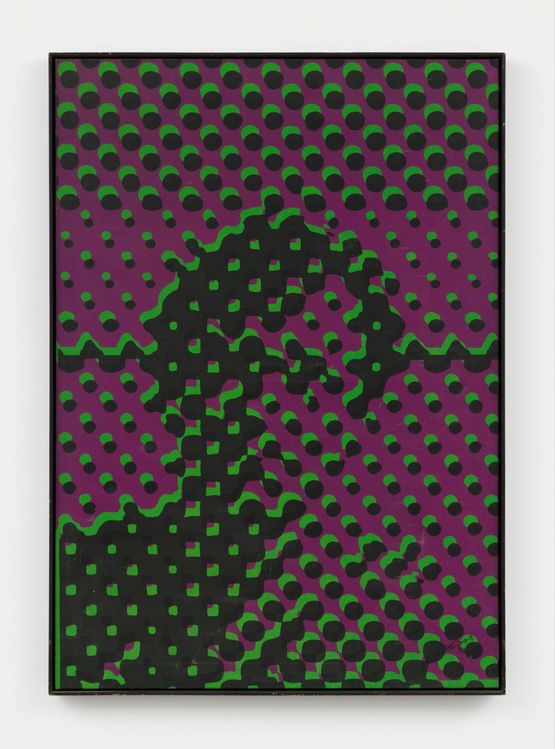 Portrait dHomme mauve vert noir by Alain Jacquet contemporary artwork Print