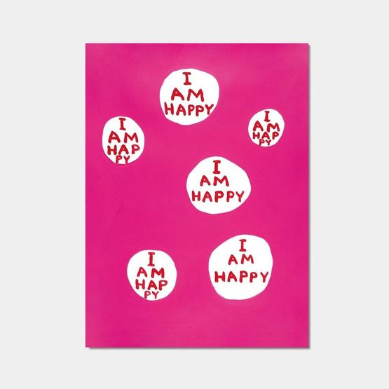 I am happy by David Shrigley contemporary artwork Print