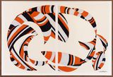 Orange and White Multi-stripes by Sydney Albertini contemporary artwork drawing painting works on paper