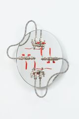 Rotating Reflective Running Red Blade-Handle Faucets  Striped Butterfly 11 by Haegue Yang contemporary artwork sculpture