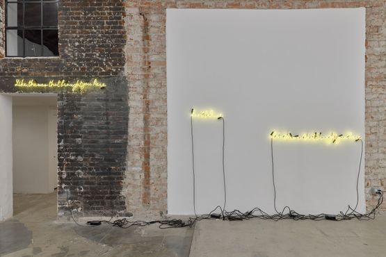Overheard Conversation in Neon 1 by Cosmo Whyte contemporary artwork Sculpture