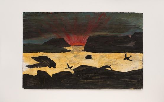 Untitled Red Sunrise Yellow Sea by Frank Walter contemporary artwork Painting