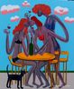 3 Ladies Who Talk About Macbeth by Kitti Narod contemporary artwork Painting