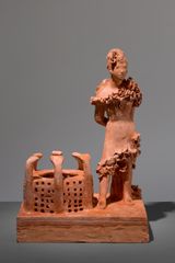 Figure with Melbourne Cricket Ground by Linda Marrinon contemporary artwork sculpture