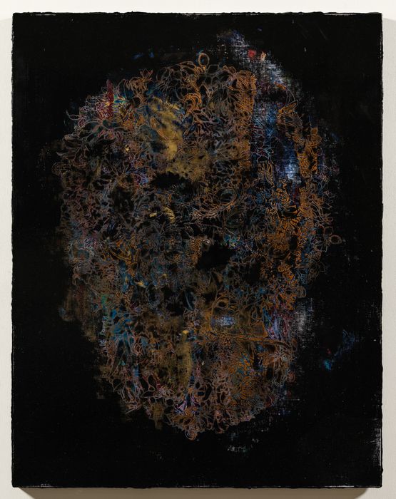 Imitating Lacquer Exercise Floral Skull - Black by Su Meng-Hung contemporary artwork Painting