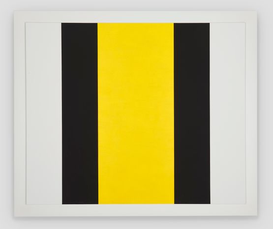 Untitled Yellow Vertical BandBlack Bands by Mary Corse contemporary artwork Painting