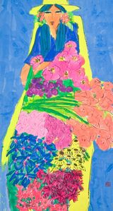 Floating Flower Market by Walasse Ting contemporary artwork painting works on paper