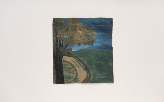 Untitled Brown Tree Curving Beige Road by Frank Walter contemporary artwork Painting