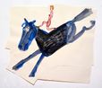 Blue Horse with Girl by Rose Wylie contemporary artwork Painting