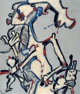 La madrina y sus ahijados by Oswaldo Vigas contemporary artwork painting works on paper