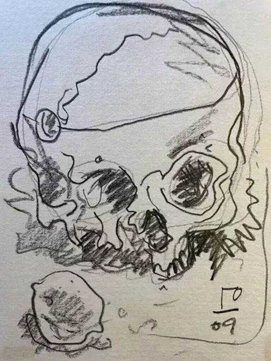Untitled skull by Billy Childish contemporary artwork Works on Paper