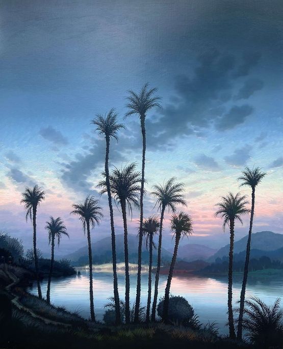Palm majesty by night by Alexander McKenzie contemporary artwork Painting