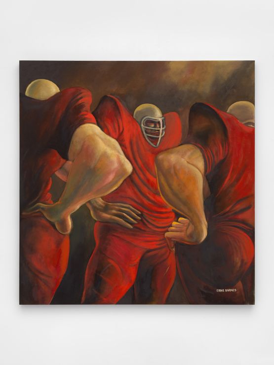 Blood Conference aka Three Red Linemen by Ernie Barnes contemporary artwork Painting