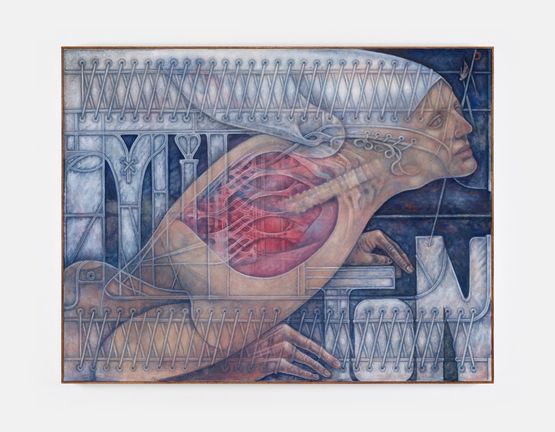 The Poet Milton entering William Blakes foot by Justin Fitzpatrick contemporary artwork Painting