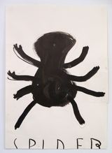 Black Spider Hammer-Head by Rose Wylie contemporary artwork drawing painting works on paper