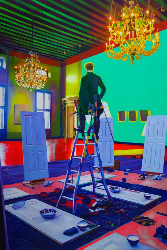 Wanderer above the sea of institution by Zico Albaiquni contemporary artwork Painting