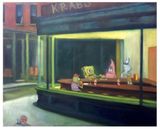 Nighthawks in Bikini Bottom after hopper 1942 by Timothy Gatenby contemporary artwork painting