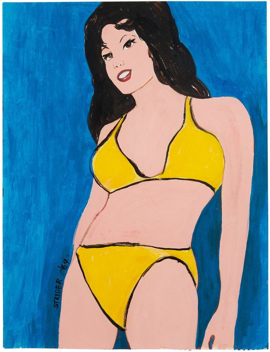 Yellow Bikini by Marjorie Strider contemporary artwork Painting
