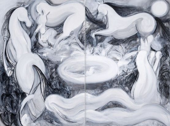 Moon Dance Oasis by Estelle Tcha contemporary artwork Painting