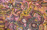 Bush Holiday Dreaming 25-83 by Leon Russell Black contemporary artwork painting