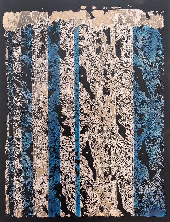 Sieve Blue Stripe by Antonia Kuo contemporary artwork Painting