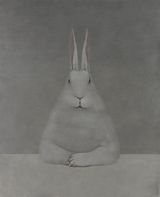 Rabbit at Desk by Fan Shao contemporary artwork painting