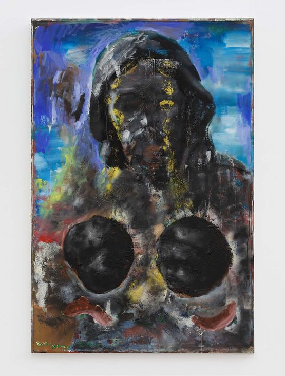 Portrait With Black Balls On by Zhou Yilun contemporary artwork Painting