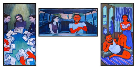 Triptych Nargiz Alizade by Ulviyya Iman contemporary artwork Painting