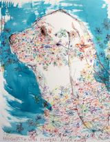 Farnsworth with Flowers  after Koons by Anastasia Klose contemporary artwork works on paper
