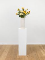 Still Life Yellow flowers in oblong vase by Mark Wallinger contemporary artwork sculpture