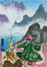 Two Magicians by Luis Chan contemporary artwork painting works on paper