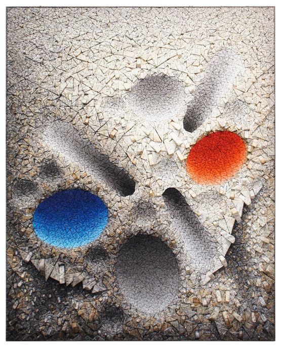 Aggregation08-D075BlueRed by Chun Kwang Young contemporary artwork Works on Paper