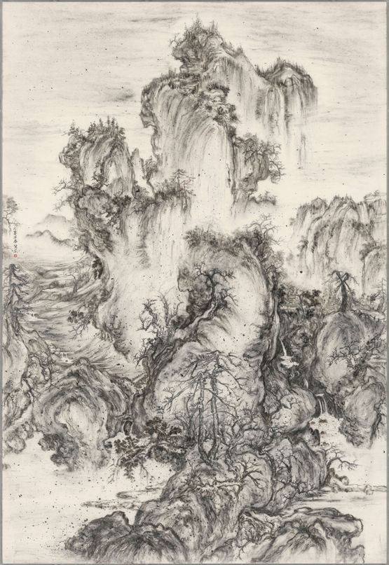 Fiery Ink Displacing Guo Xis Early Spring No.2 by Yuan Hui-Li contemporary artwork Works on Paper