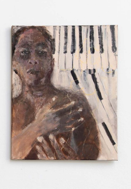 Woman at the piano by Pelagie Gbaguidi contemporary artwork Painting