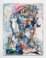 Immortal XXX blue and white by Daniel Crews-Chubb contemporary artwork drawing mixed media painting works on paper