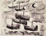 Boats by The Estate Of Anwar Jalal Shemza contemporary artwork drawing painting works on paper