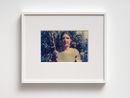 Self-test holding my grey colour test card in my mothers garden. Onerao. Taranaki by Fiona Clark contemporary artwork Photography