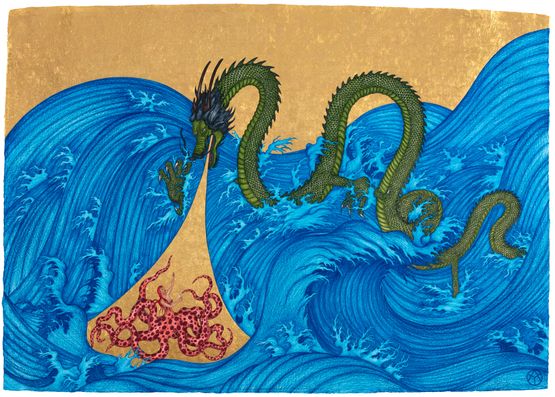 Invidia Dragon King Invites Octopus Queen by Yao Jui-Chung contemporary artwork Painting