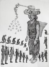Generation Wish Yielding Trees and Atomic Tree 35 by Joydeb Roaja contemporary artwork drawing painting works on paper