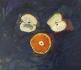Cut Apple Sliced Orange by Layla Rudneva-Mackay contemporary artwork painting works on paper