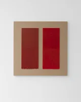 November Colour Chart No.6 Middle Cadmium Red 217 Permanent Carmine 126 by Lucinda Burgess contemporary artwork mixed media