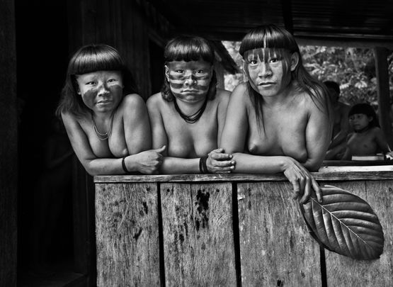 Hahani Tiniru and Ugunja at the SESAI health post near the Pretao stream Jukihi Suruwaha Indigenous Territory state of Amazonas Brazil by Sebastiao Salgado contemporary artwork Photography