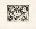 Femme et oiseau devant lune by Joan Miro contemporary artwork Print