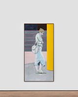 Untitled Girl on Phone with Green flip-flops by Charles Avery contemporary artwork painting