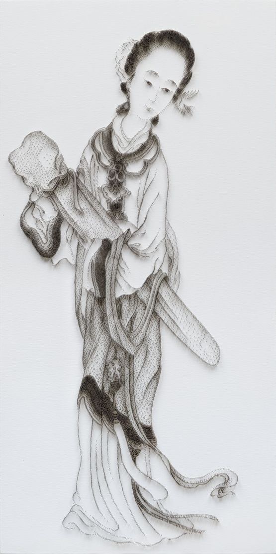 Imitating Lady With Guzheng by Gai Qi Qing Dynasty by Chen Chun-Hao contemporary artwork Sculpture