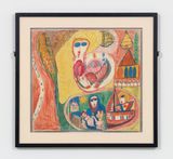 Untitled Figure with Blue Eyes by Aloise Corbaz contemporary artwork drawing works on paper
