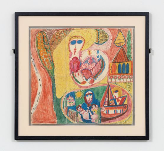 Untitled Figure with Blue Eyes by Aloise Corbaz contemporary artwork Works on Paper