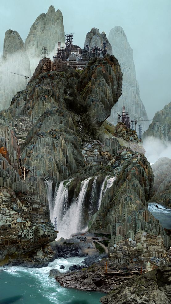 The Falls by Yang Yongliang contemporary artwork Moving Image