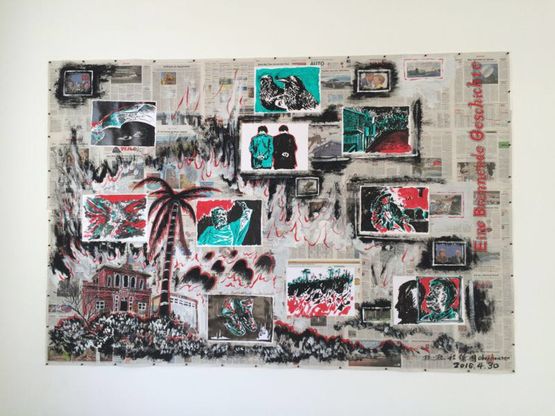 Burning Story  by Sun Xun contemporary artwork Mixed Media